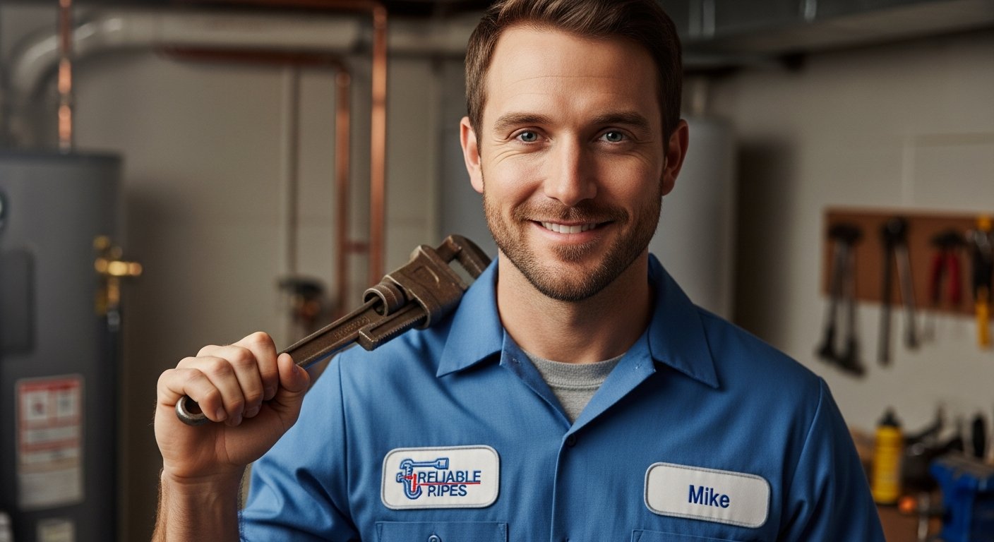 Luke Griffiths, owner of L.D.Griffiths Plumbing and Heating, standing confidently beside his work van in Leeds